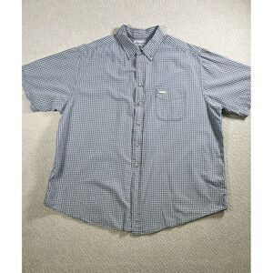 Carhartt Short Sleeve Button Down Shirt Mens Size 2 XL Blue Plaid 100%‎ Cotton